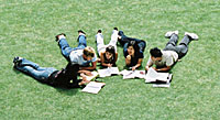  Students on quad lawn