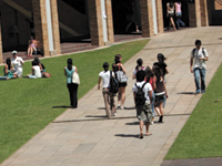 students on UNSW walkway
